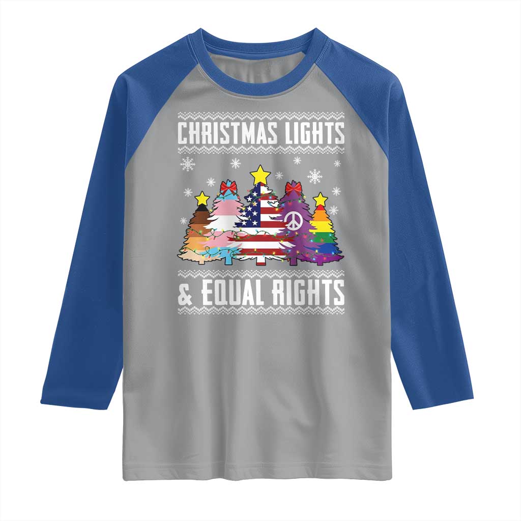 Xmas Lights Equal Rights Ugly Sweater Activism Gift Raglan Shirt TS12 Sport Gray Royal Print Your Wear