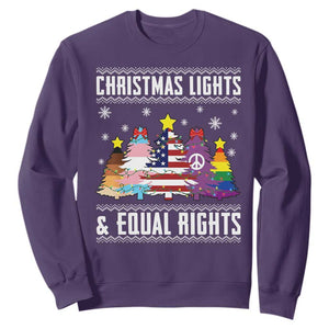 Xmas Lights Equal Rights Ugly Sweater Activism Gift Sweatshirt TS12 Purple Print Your Wear