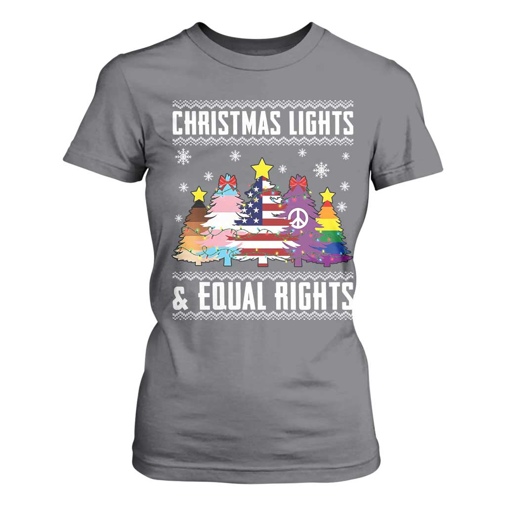 Xmas Lights Equal Rights Ugly Sweater Activism Gift T Shirt For Women TS12 Charcoal Print Your Wear
