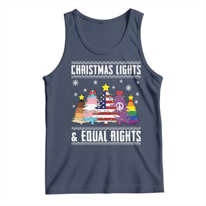 Xmas Lights Equal Rights Ugly Sweater Activism Gift Tank Top TS12 Navy Print Your Wear