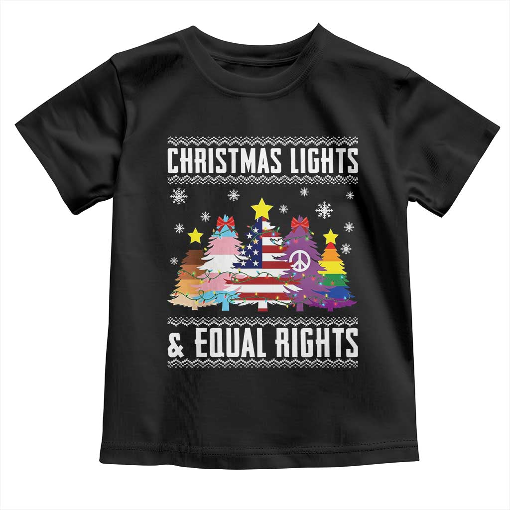 Xmas Lights Equal Rights Ugly Sweater Activism Gift Toddler T Shirt TS12 Black Print Your Wear