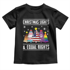 Xmas Lights Equal Rights Ugly Sweater Activism Gift Toddler T Shirt TS12 Black Print Your Wear