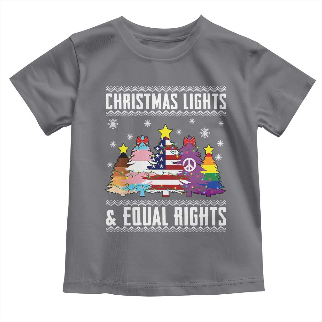 Xmas Lights Equal Rights Ugly Sweater Activism Gift Toddler T Shirt TS12 Charcoal Print Your Wear