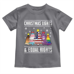 Xmas Lights Equal Rights Ugly Sweater Activism Gift Toddler T Shirt TS12 Charcoal Print Your Wear