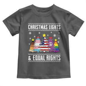 Xmas Lights Equal Rights Ugly Sweater Activism Gift Toddler T Shirt TS12 Dark Heather Print Your Wear