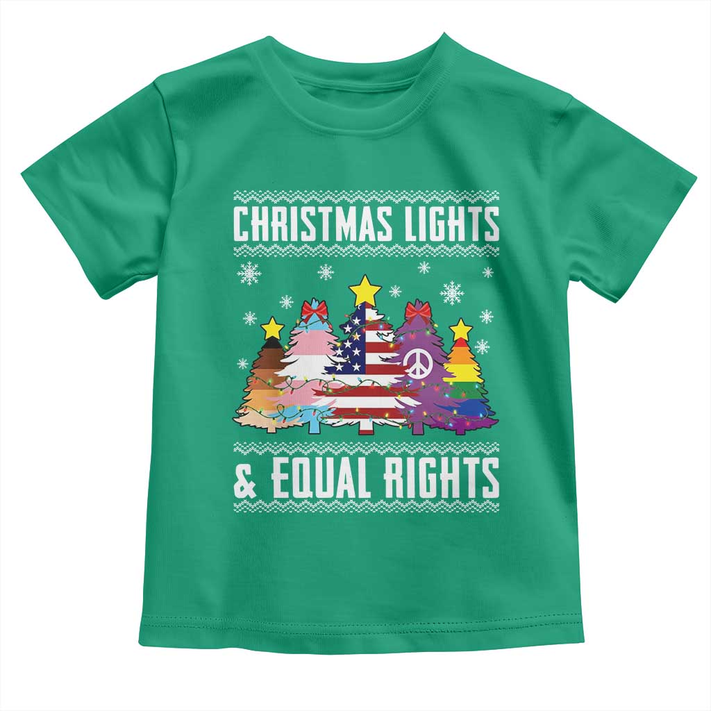 Xmas Lights Equal Rights Ugly Sweater Activism Gift Toddler T Shirt TS12 Irish Green Print Your Wear
