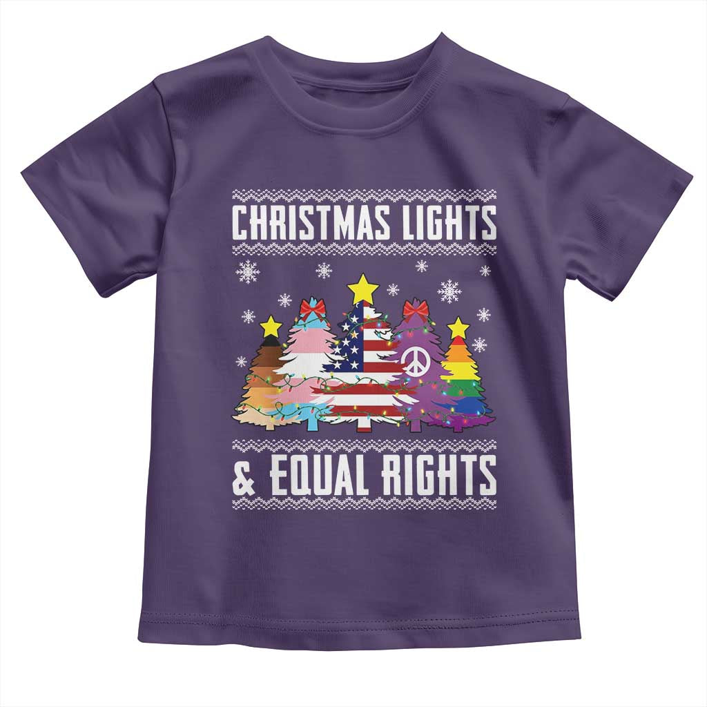 Xmas Lights Equal Rights Ugly Sweater Activism Gift Toddler T Shirt TS12 Purple Print Your Wear