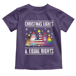 Xmas Lights Equal Rights Ugly Sweater Activism Gift Toddler T Shirt TS12 Purple Print Your Wear
