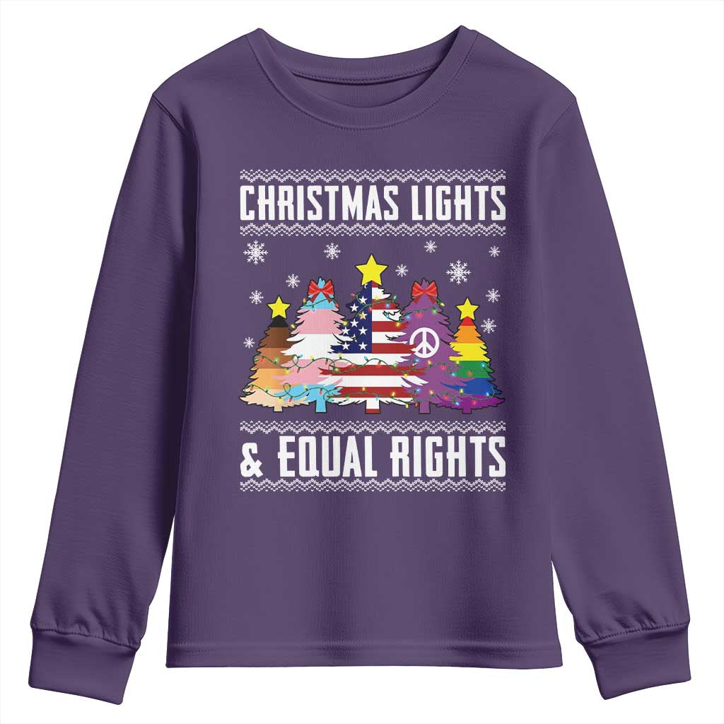Xmas Lights Equal Rights Ugly Sweater Activism Gift Youth Sweatshirt TS12 Purple Print Your Wear