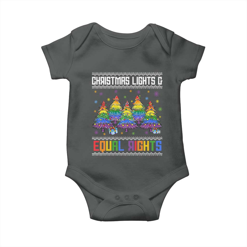 Christmas Equality Lights Ugly Sweater Baby Onesie Xmas Activism Gift TS12 Dark Heather Print Your Wear