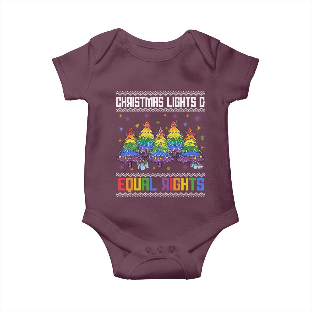 Christmas Equality Lights Ugly Sweater Baby Onesie Xmas Activism Gift TS12 Maroon Print Your Wear