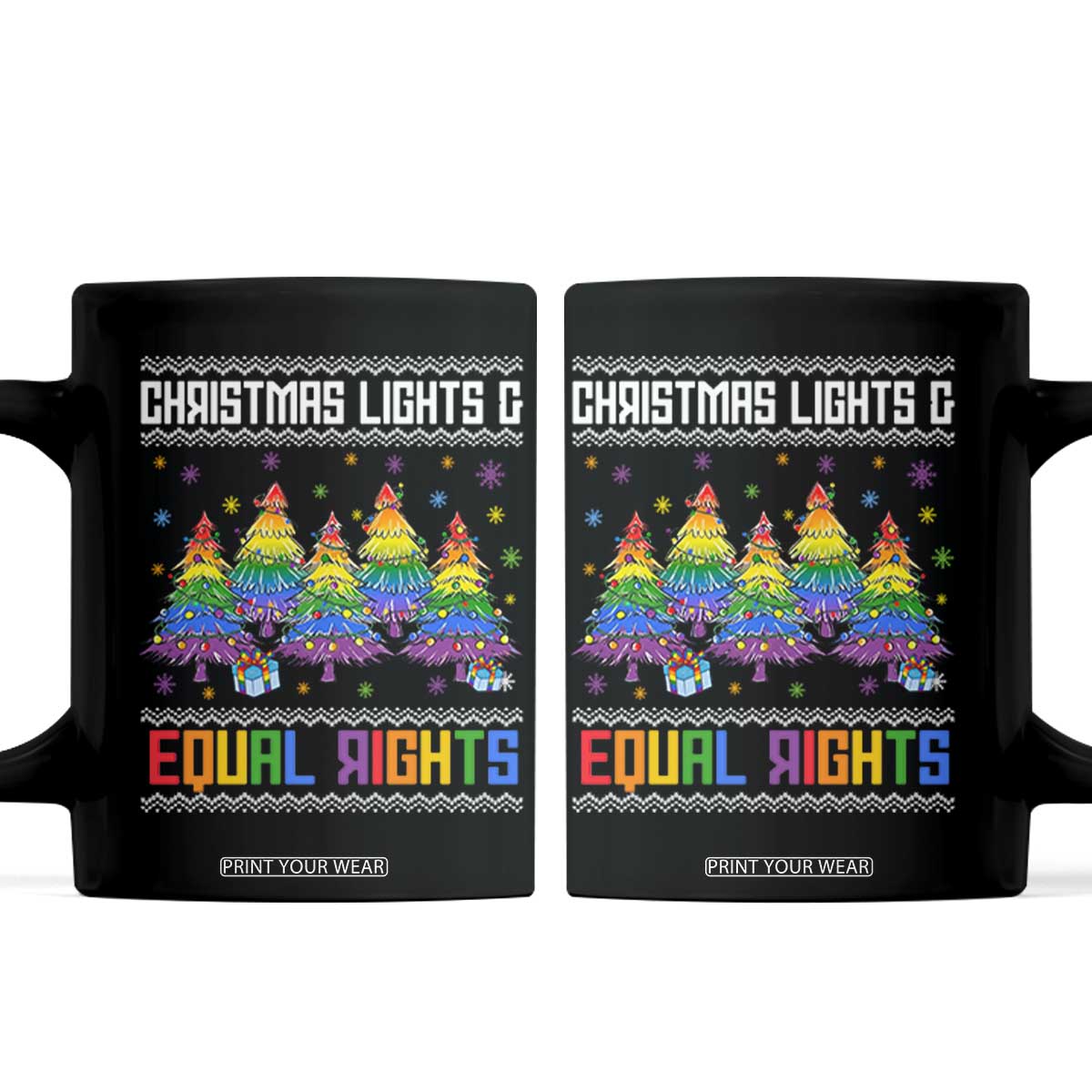 Christmas Equality Lights Ugly Sweater Coffee Mug Xmas Activism Gift TS12 Black Print Your Wear