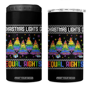 Christmas Equality Lights Ugly Sweater 4 in 1 Can Cooler Tumbler Xmas Activism Gift TS12 One Size: 16 oz Black Print Your Wear