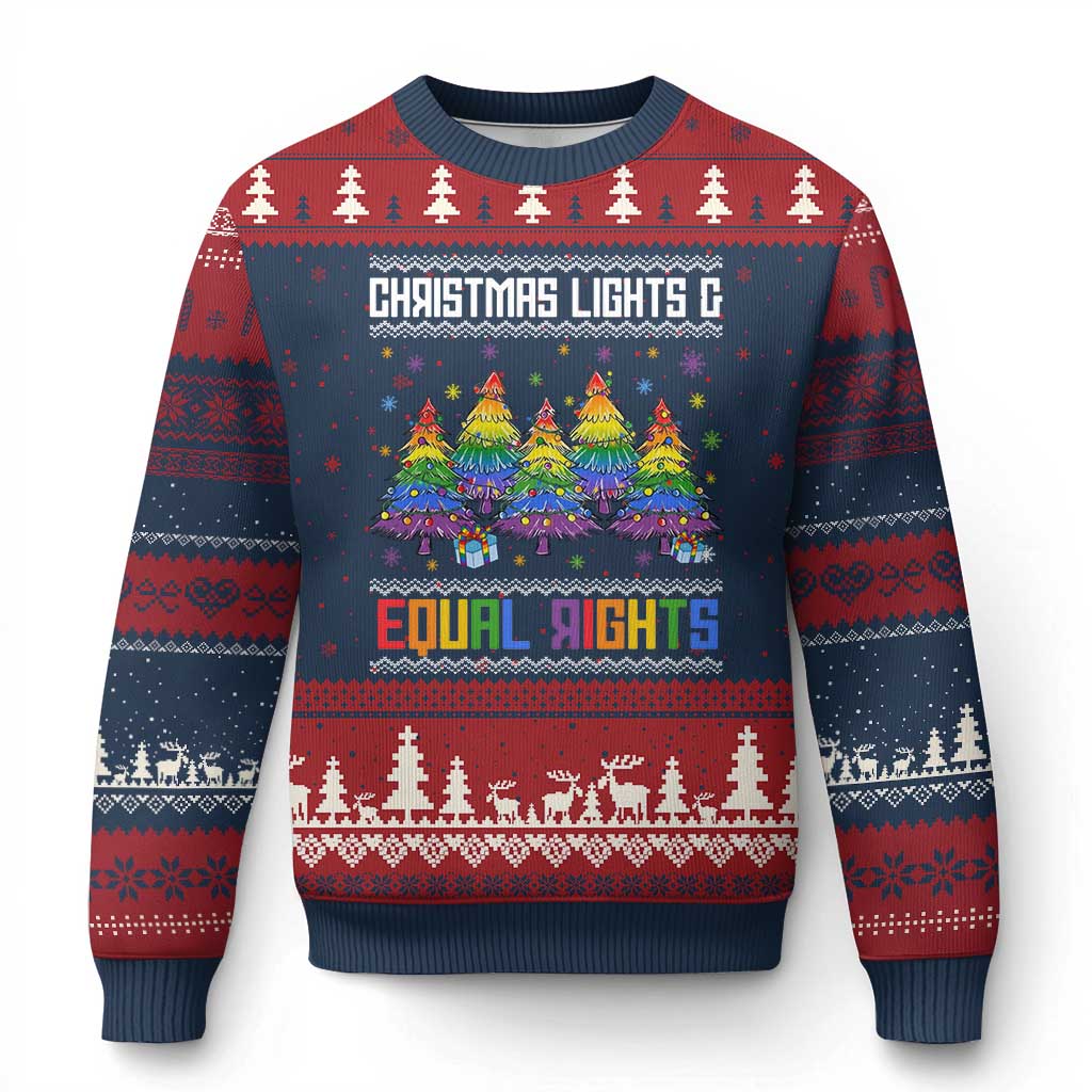 Xmas Equality Lights Ugly Sweater Ugly Christmas Sweater Xmas Activism Gift TS12 Navy Red Print Your Wear
