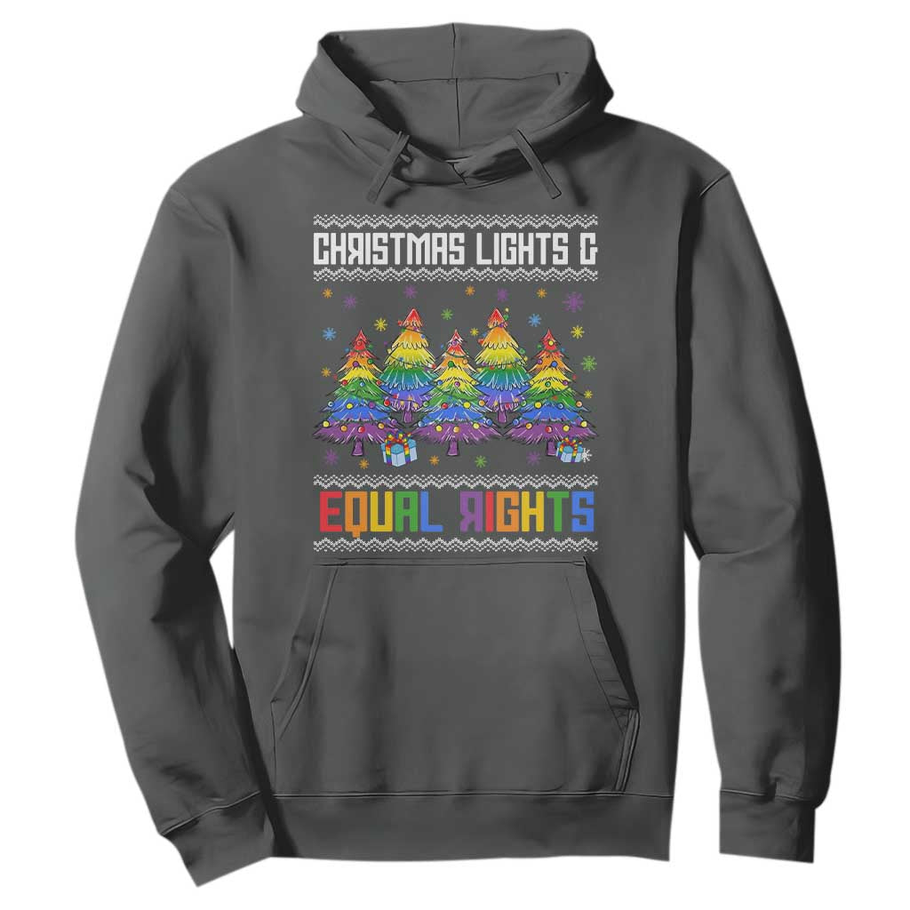 Christmas Equality Lights Ugly Sweater Hoodie Xmas Activism Gift TS12 Dark Heather Print Your Wear