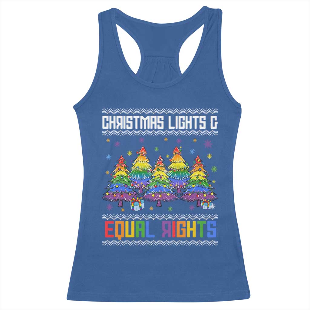 Christmas Equality Lights Ugly Sweater Racerback Tank Top Xmas Activism Gift TS12 Royal Blue Print Your Wear