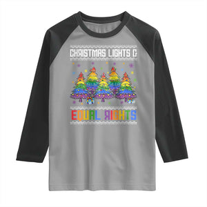 Christmas Equality Lights Ugly Sweater Raglan Shirt Xmas Activism Gift TS12 Sport Gray Black Print Your Wear