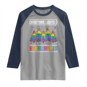 Christmas Equality Lights Ugly Sweater Raglan Shirt Xmas Activism Gift TS12 Sport Gray Navy Print Your Wear