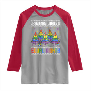 Christmas Equality Lights Ugly Sweater Raglan Shirt Xmas Activism Gift TS12 Sport Gray Red Print Your Wear