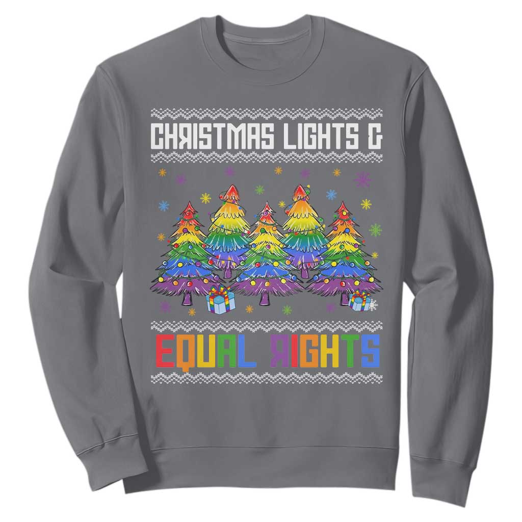 Christmas Equality Lights Ugly Sweater Sweatshirt Xmas Activism Gift TS12 Charcoal Print Your Wear
