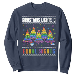 Christmas Equality Lights Ugly Sweater Sweatshirt Xmas Activism Gift TS12 Navy Print Your Wear