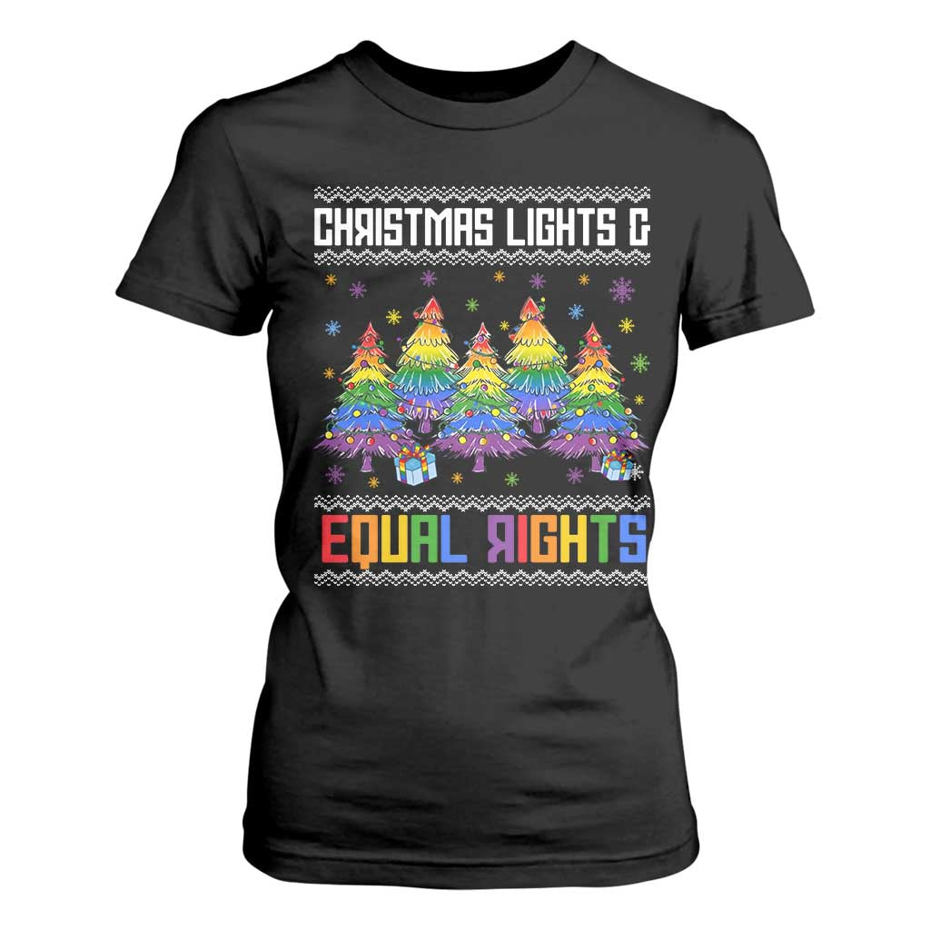 Christmas Equality Lights Ugly Sweater T Shirt For Women Xmas Activism Gift TS12 Black Print Your Wear