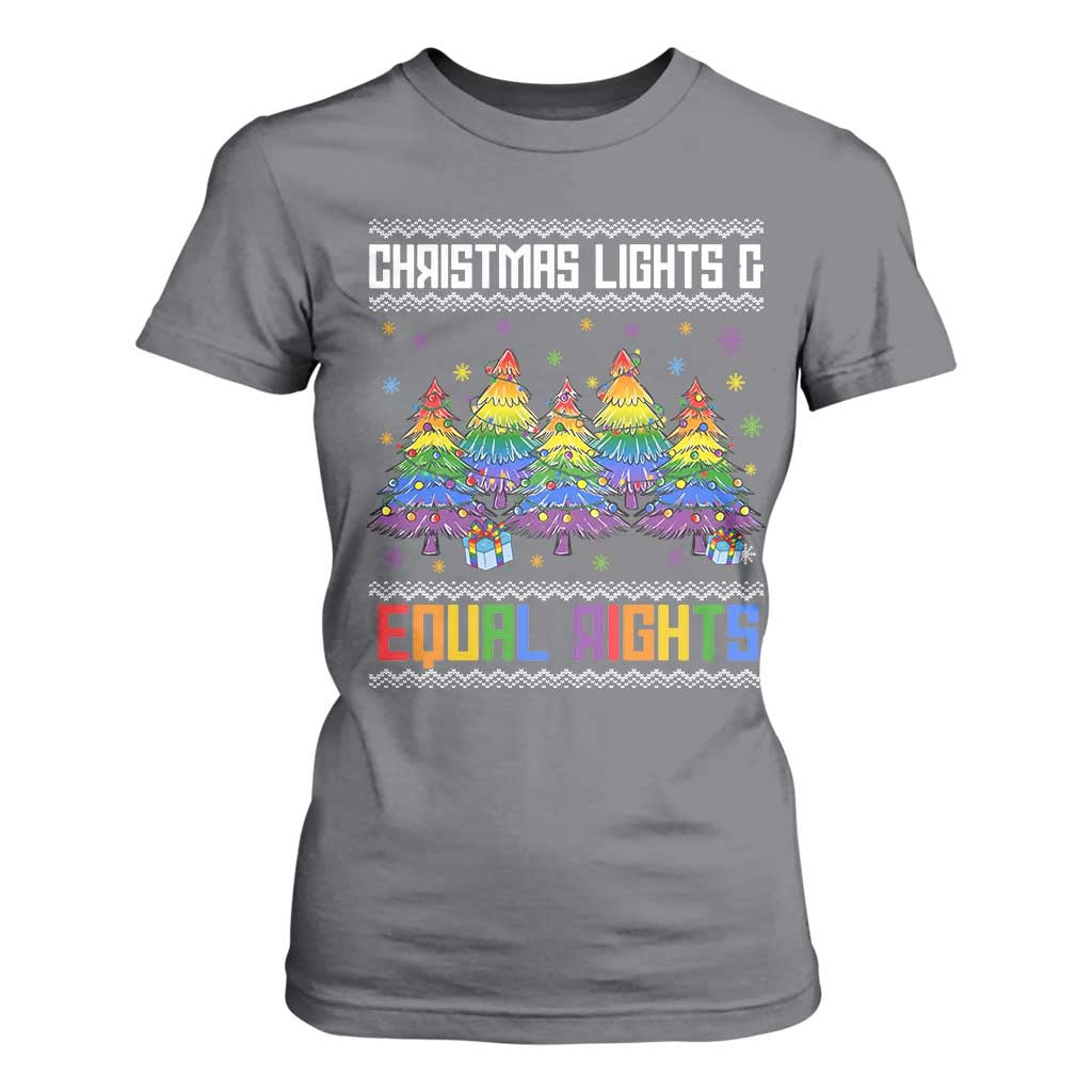 Christmas Equality Lights Ugly Sweater T Shirt For Women Xmas Activism Gift TS12 Charcoal Print Your Wear