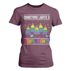 Christmas Equality Lights Ugly Sweater T Shirt For Women Xmas Activism Gift TS12 Maroon Print Your Wear