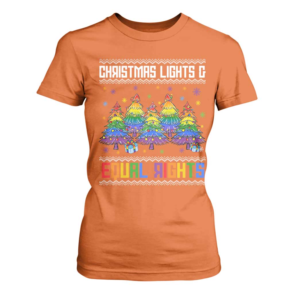 Christmas Equality Lights Ugly Sweater T Shirt For Women Xmas Activism Gift TS12 Orange Print Your Wear