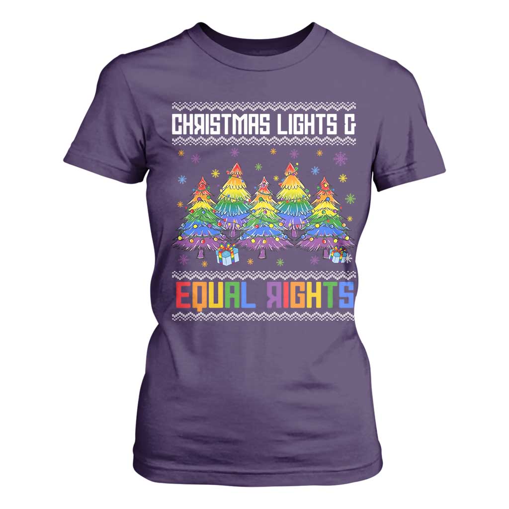 Christmas Equality Lights Ugly Sweater T Shirt For Women Xmas Activism Gift TS12 Purple Print Your Wear