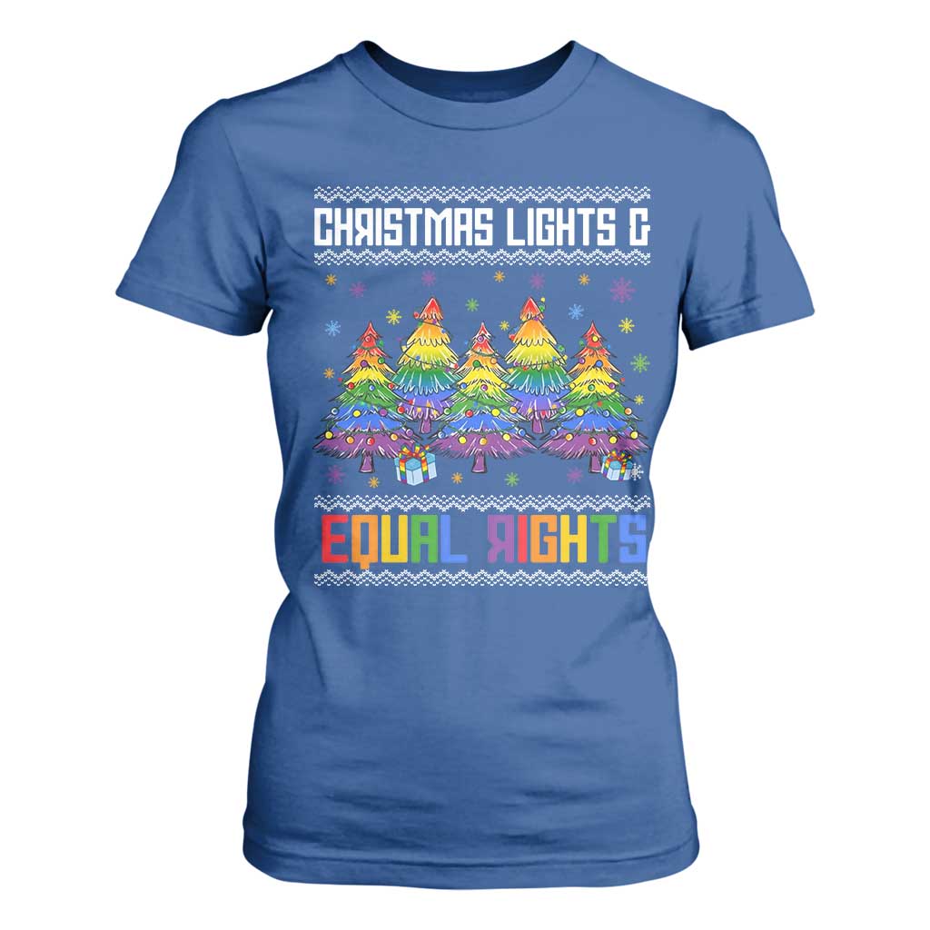 Christmas Equality Lights Ugly Sweater T Shirt For Women Xmas Activism Gift TS12 Royal Blue Print Your Wear