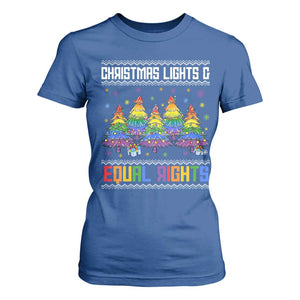Christmas Equality Lights Ugly Sweater T Shirt For Women Xmas Activism Gift TS12 Royal Blue Print Your Wear