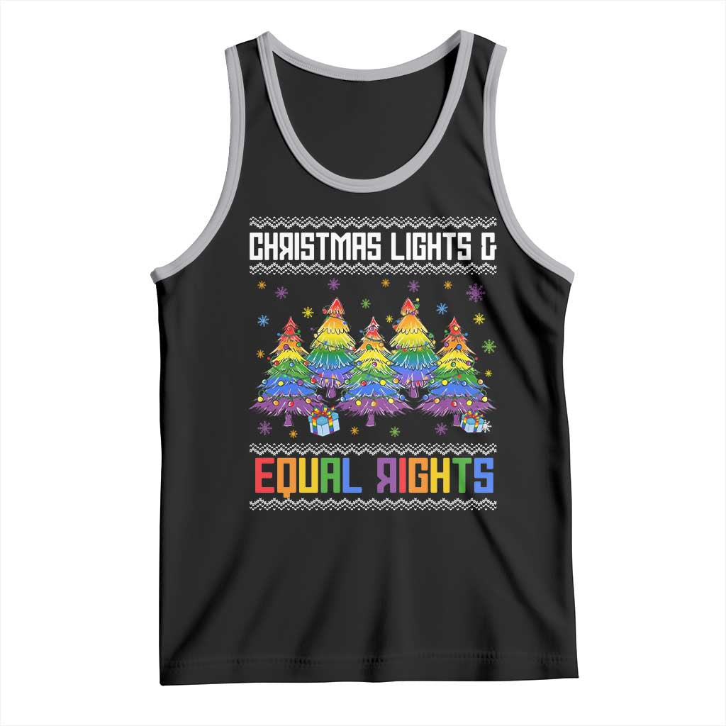 Christmas Equality Lights Ugly Sweater Tank Top Xmas Activism Gift TS12 Black Athletic Heather Print Your Wear