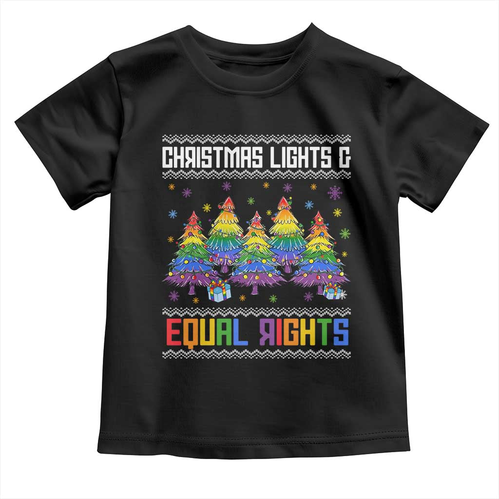Christmas Equality Lights Ugly Sweater Toddler T Shirt Xmas Activism Gift TS12 Black Print Your Wear