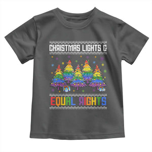 Christmas Equality Lights Ugly Sweater Toddler T Shirt Xmas Activism Gift TS12 Dark Heather Print Your Wear