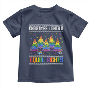 Christmas Equality Lights Ugly Sweater Toddler T Shirt Xmas Activism Gift TS12 Navy Print Your Wear