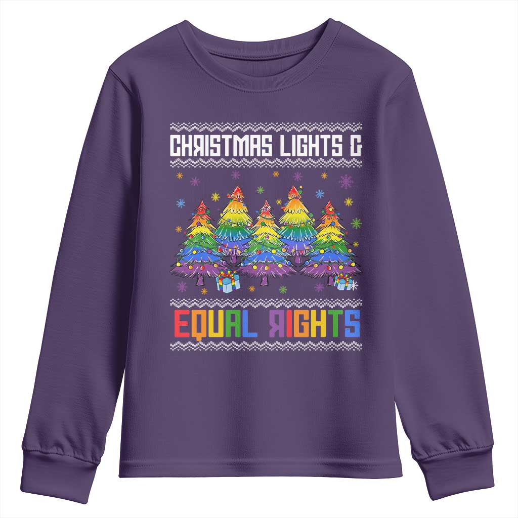 Christmas Equality Lights Ugly Sweater Youth Sweatshirt Xmas Activism Gift TS12 Purple Print Your Wear