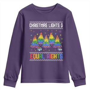 Christmas Equality Lights Ugly Sweater Youth Sweatshirt Xmas Activism Gift TS12 Purple Print Your Wear