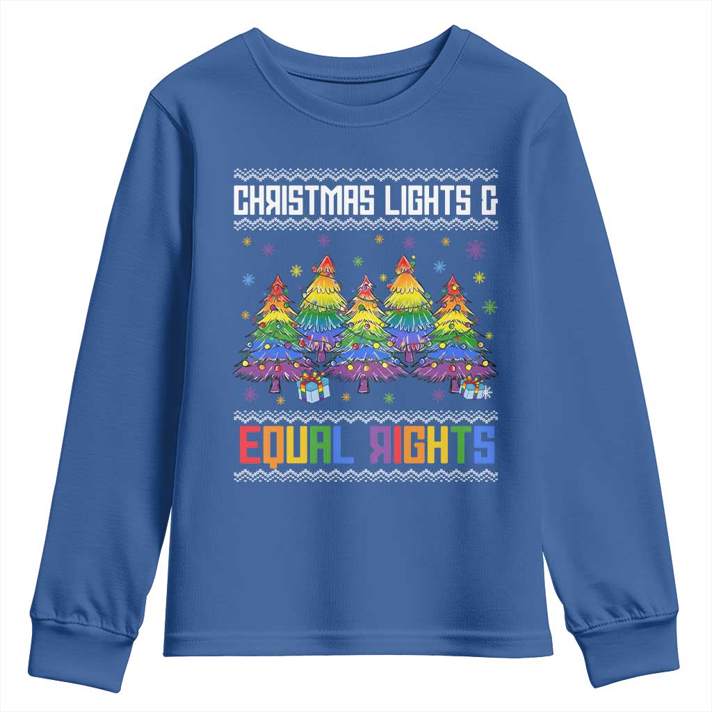 Christmas Equality Lights Ugly Sweater Youth Sweatshirt Xmas Activism Gift TS12 Royal Blue Print Your Wear