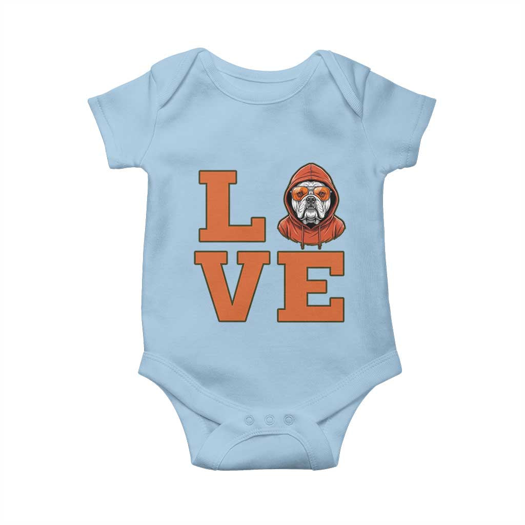Love Vintage Cool Bulldog Baby Onesie Game Day Dog Lover TS12 Light Blue Print Your Wear