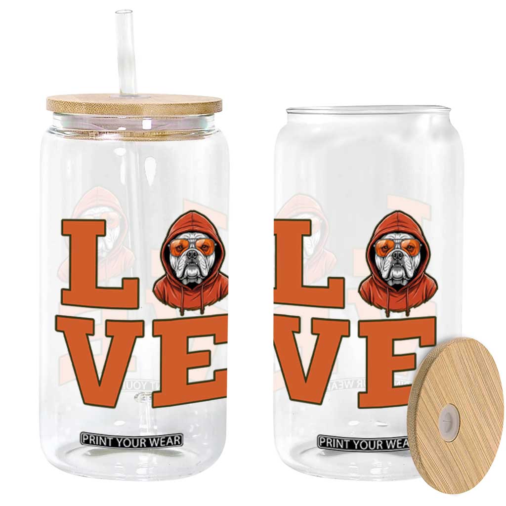 Love Vintage Cool Bulldog Glass Can Game Day Dog Lover TS12 Print Your Wear