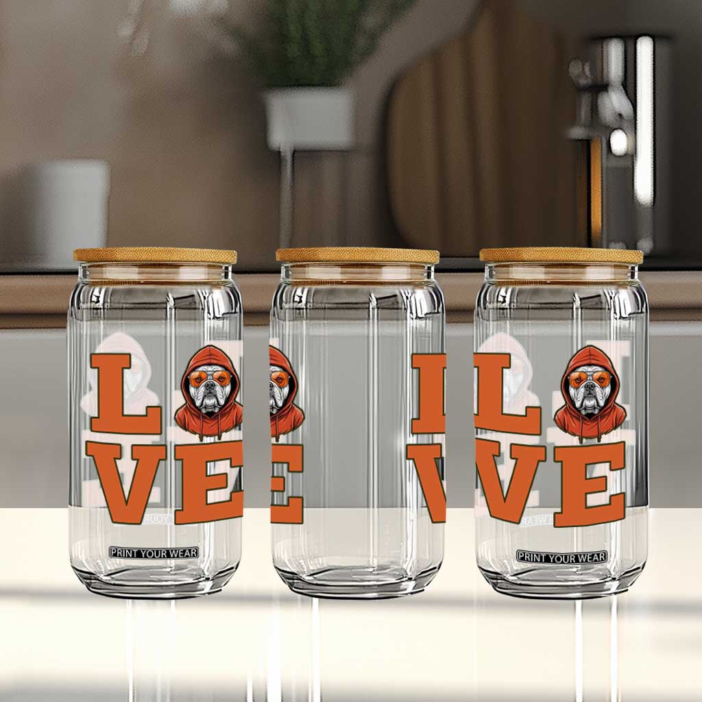 Love Vintage Cool Bulldog Glass Can Game Day Dog Lover TS12 Print Your Wear
