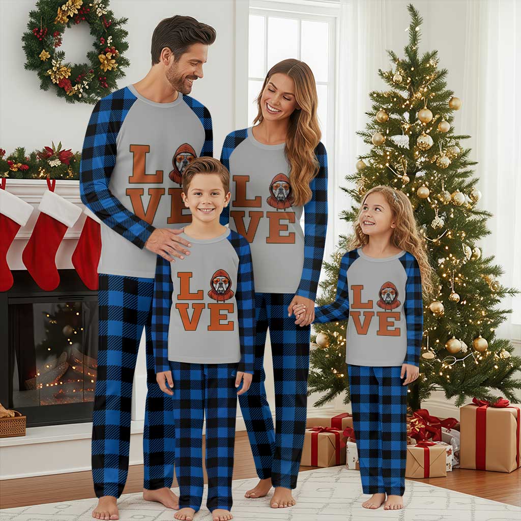 Love Vintage Cool Bulldog Plaid Pajama Set Game Day Dog Lover TS12 Blue Plaid Print Your Wear