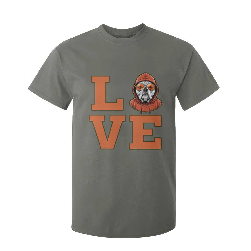 Love Vintage Cool Bulldog T Shirt For Kid Game Day Dog Lover TS12 Military Green Print Your Wear