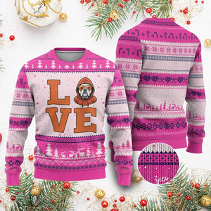 Love Vintage Cool Bulldog Ugly Christmas Sweater Game Day Dog Lover TS12 Hot Pink Print Your Wear