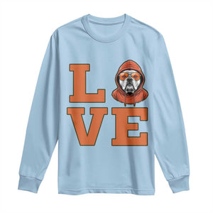 Love Vintage Cool Bulldog Long Sleeve Shirt Game Day Dog Lover TS12 Light Blue Print Your Wear