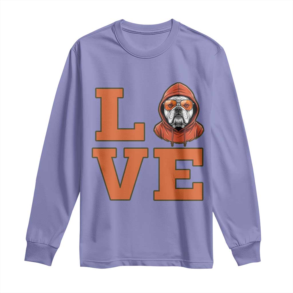 Love Vintage Cool Bulldog Long Sleeve Shirt Game Day Dog Lover TS12 Violet Print Your Wear