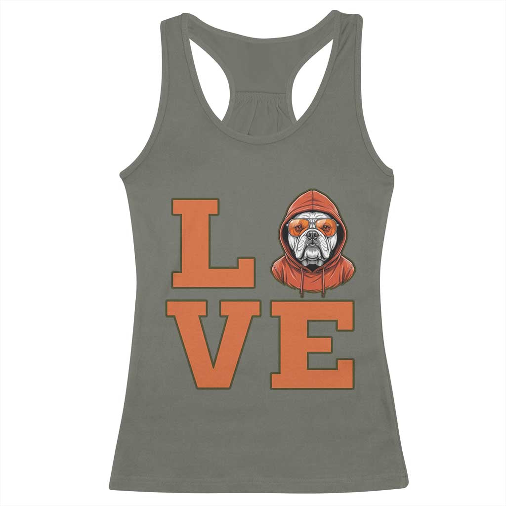 Love Vintage Cool Bulldog Racerback Tank Top Game Day Dog Lover TS12 Military Green Print Your Wear