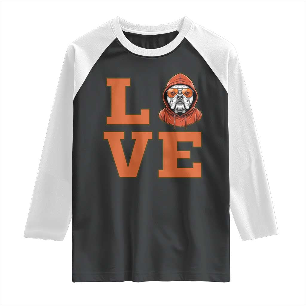 Love Vintage Cool Bulldog Raglan Shirt Game Day Dog Lover TS12 Black White Print Your Wear
