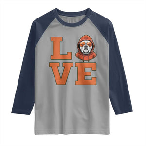 Love Vintage Cool Bulldog Raglan Shirt Game Day Dog Lover TS12 Sport Gray Navy Print Your Wear